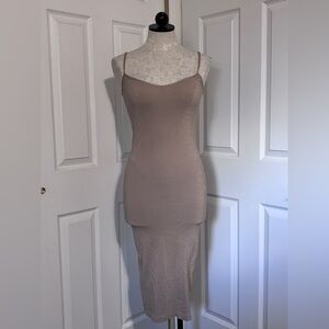 Free People Intimately FP Shimmering Gold Slip Midi Dress M-L